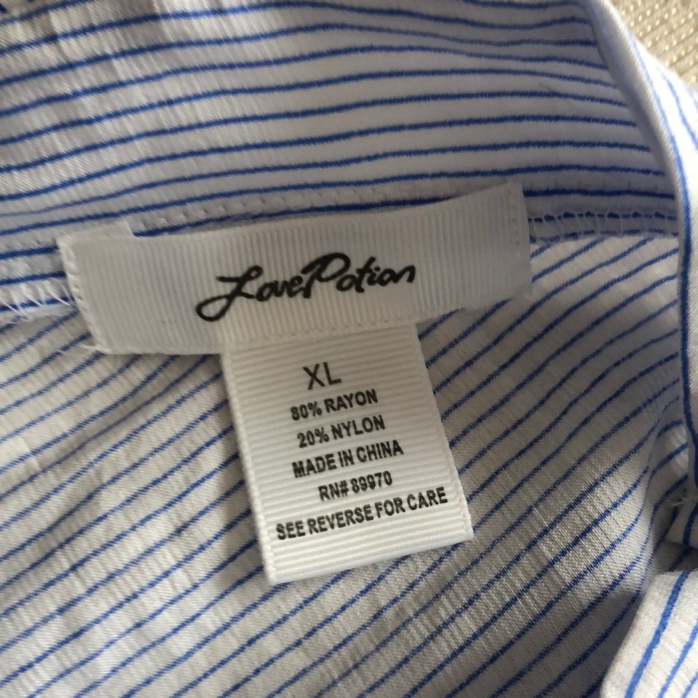 Blue & White Stripe Linen Blouse - Picture 4 of 4